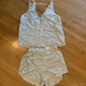 Lunya White and Black Pajama Set